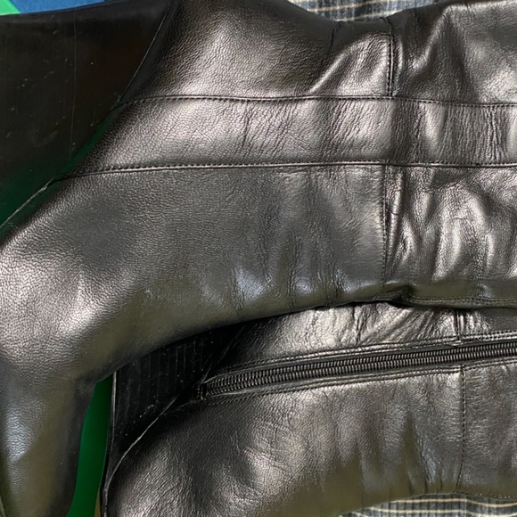 Black leather wedge boots - Picture 4 of 5